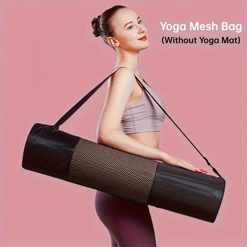 Yoga Of Fitness - 通気性のあるヨガマット収納メッシュバッグ - 耐久性のあるオックスフォード生地、黒色、ショルダーストラップ付き、日常使用やフィットネス愛好家に最適