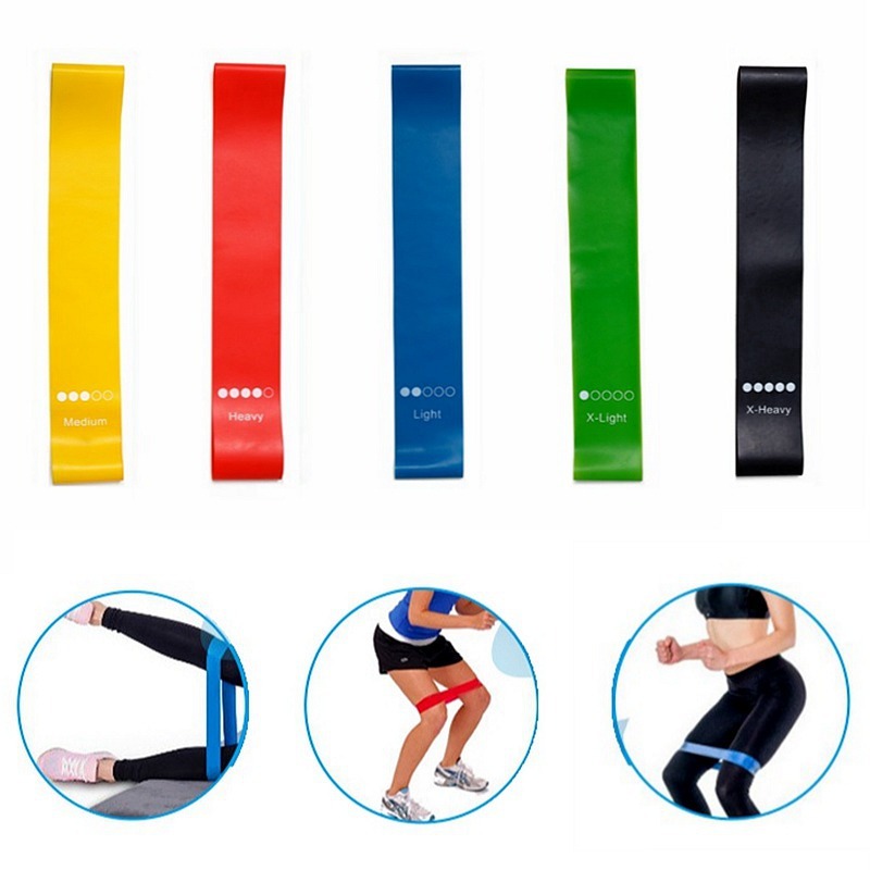 汎用性の高いTPE製エクササイズバンド。5段階の負荷調整が可 - Yoga Fitness Resistance Band のレビューと価格