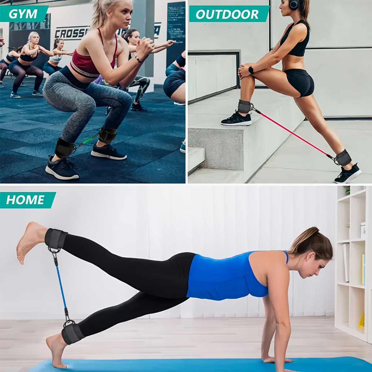 5ピースアンクルレジスタンスバンドセット、調節可能なストラッ - Yoga Fitness Resistance Band のレビューと価格