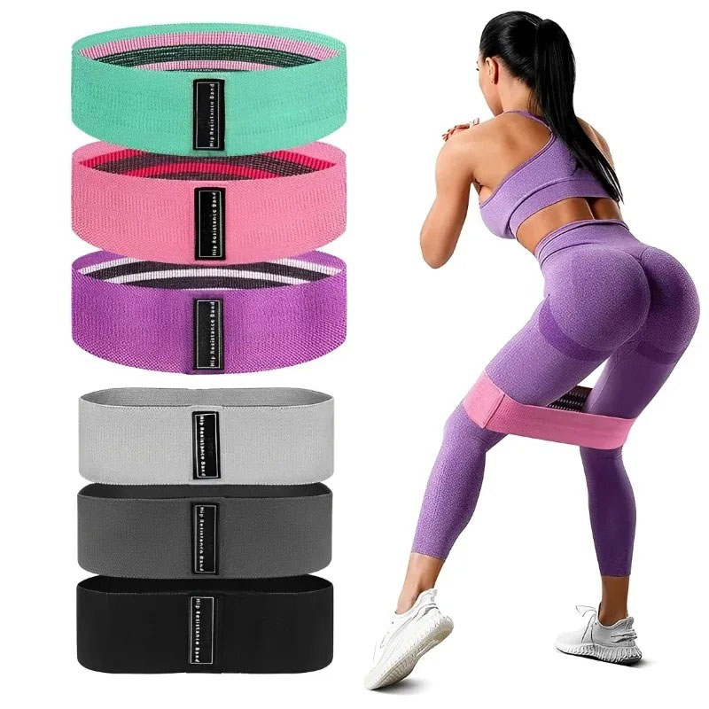 3 個のファブリックレジスタンスヒップブーティバンド臀部太も - Yoga Fitness Resistance Band のレビューと価格
